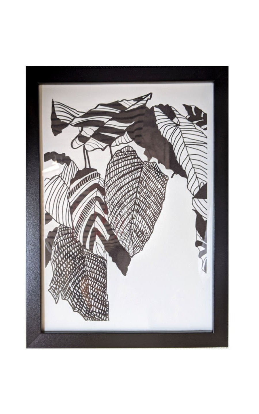 Monochrome Plant Art Print - Calathea Musaica